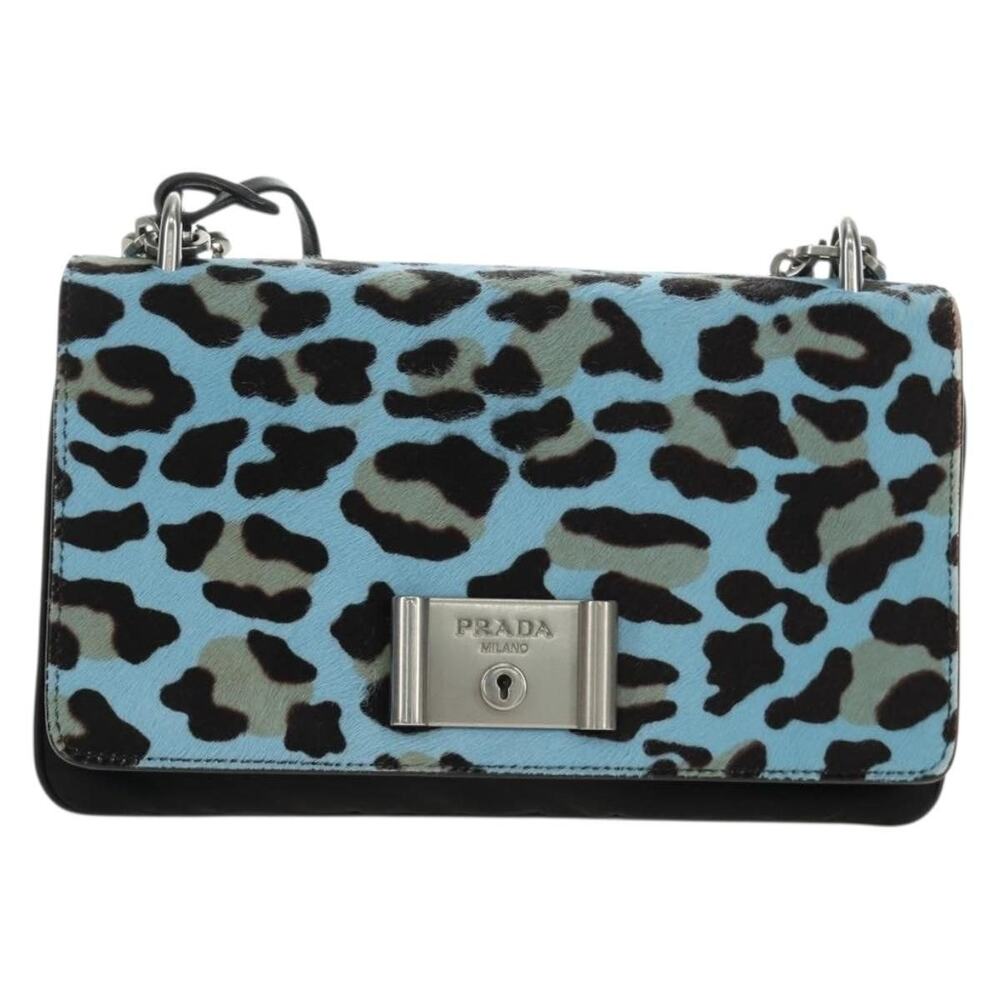 Prada Calfskin Chain Shoulder Bag Unborn Light Blue